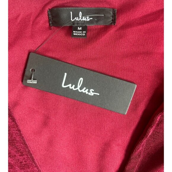 Lulus Dash of Charm Burgundy Short Sleeve Twisted Front Midi Dress Size Medium - Picture 6 of 10
